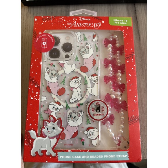 Disney Other - NIB Disney Aristocats Christmas Apple iPhone Case & Beaded Strap 16 Pro Max‎